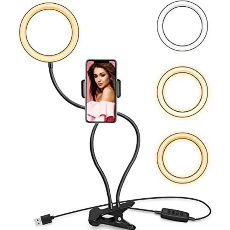 Ring Light 20cm Braços Flexíveis Com Suporte Para Celular
