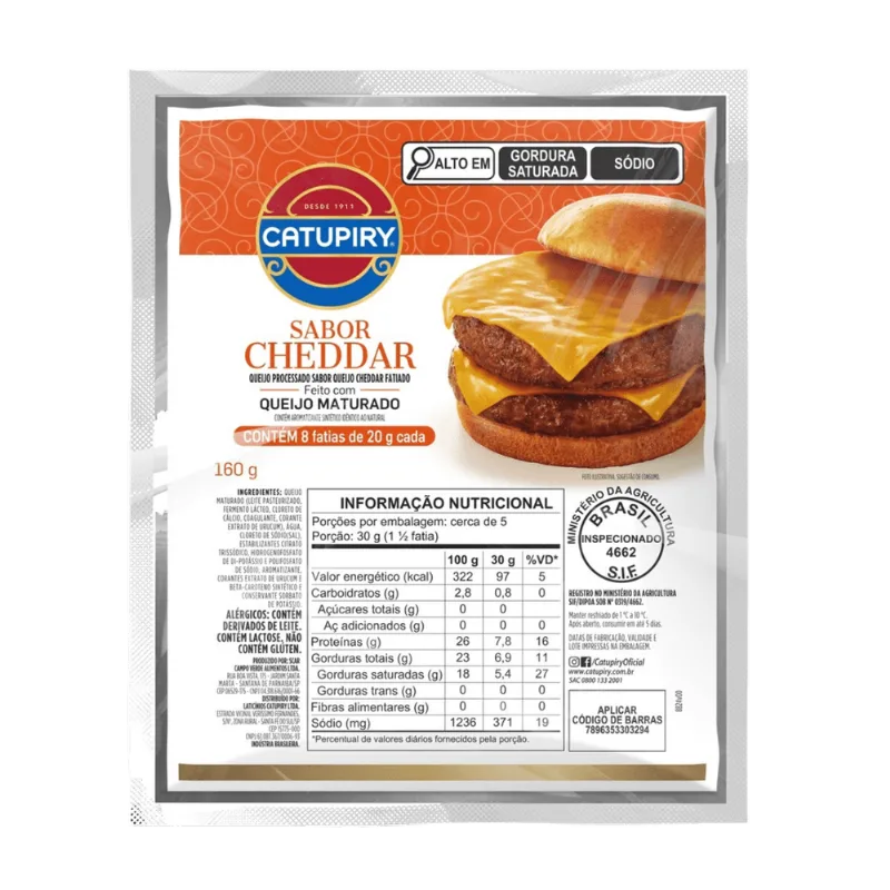 Queijo Cheddar Catupiry Fatiado 160g - CATUPIRY