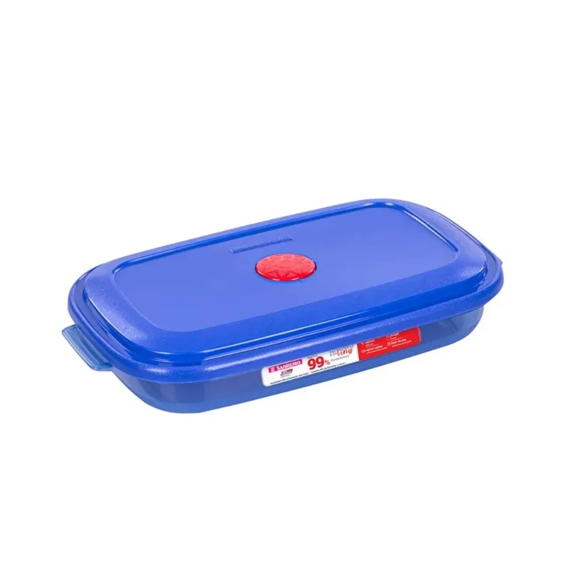 Pote Retangular Baixo Plástico Anticovid Médio Azul Sanremo