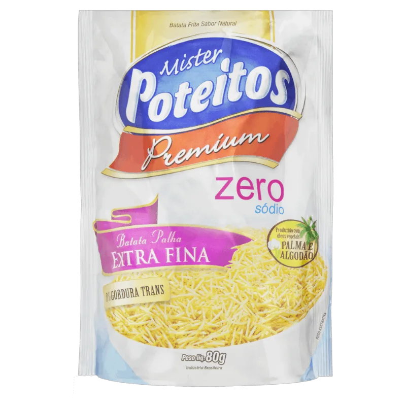 Batata Palha Extrafina Natural Mister Poteitos Premium Pacote 80g