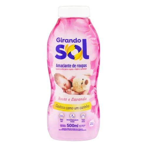 AMACIANTE DE ROUPA DILUÍDO ROSAS E LAVANDA GIRANDO SOL FRASCO 500ML - ROSAS