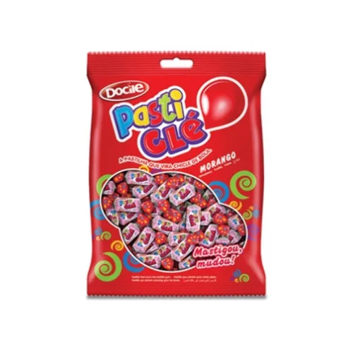 CHICLE PASTICLÉ DOCILE MORANGO 100UNIDADE - MORANGO