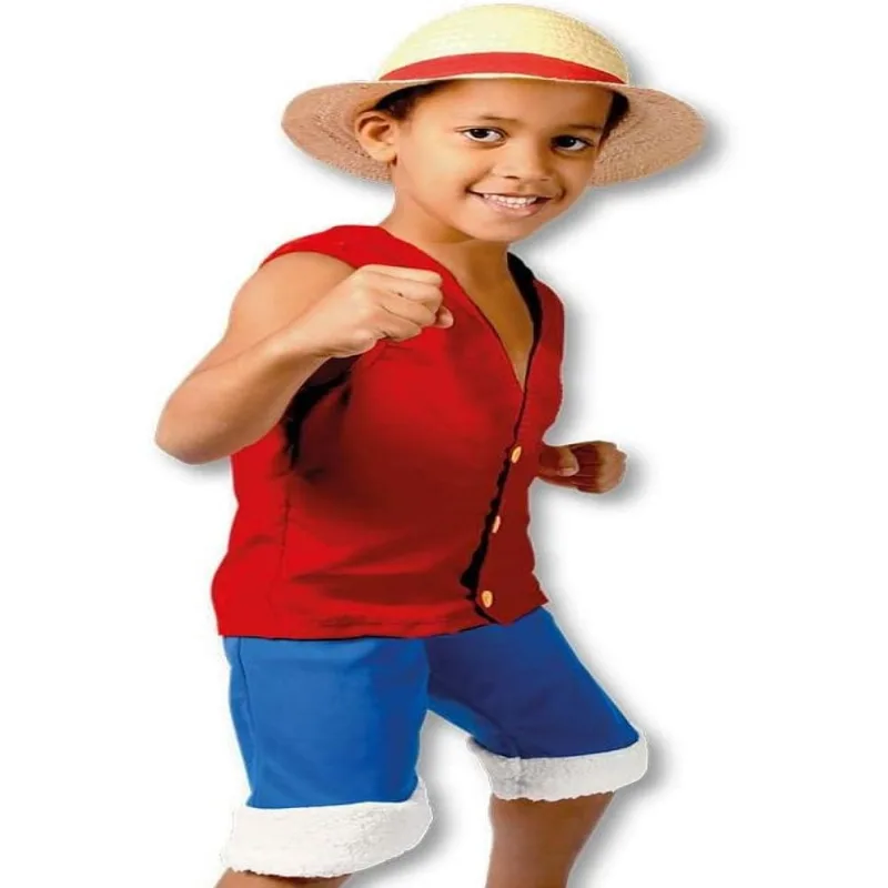 Fantasia Infantil Premium Luffy One Piece com Chapeu Novabrink G