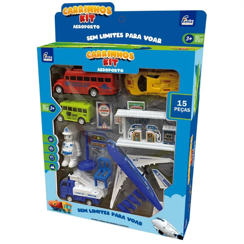 Kit Brinquedo Carrinhos Aeroporto Infantil Fenix