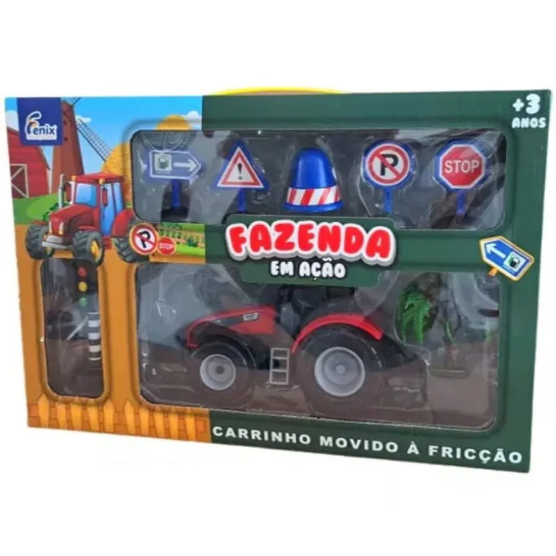 Carrinho de Fricção Fênix Trator Fazenda em Ação 1 unidade