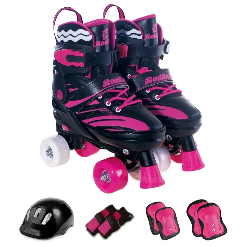Kit Patins Fênix 4 Rodas Preto/Rosa PF-04 G 36 - 39
