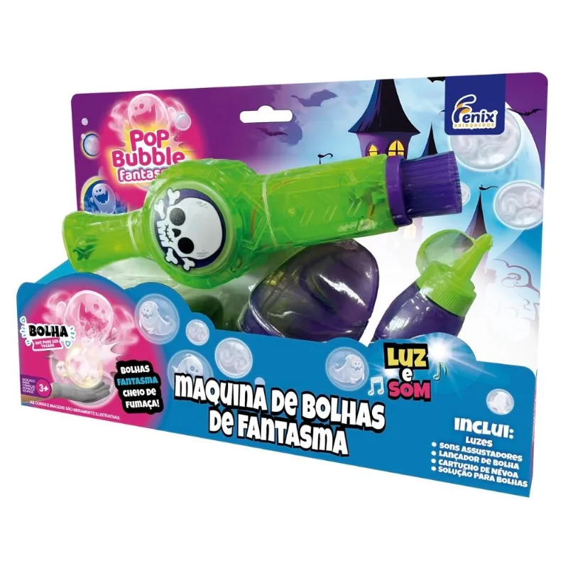 Pop Bubble Fantasma - Máquina de Bolhas de Fumaça com Luz e Som - Fenix