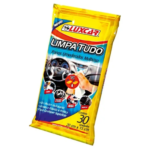 Panos Umedecidos Luxcar Limpa Tudo C/30 - LUXCAR - Higiene E Beleza