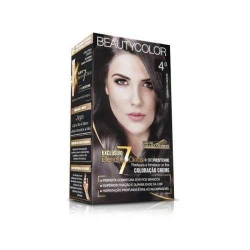 Tintura Beauty Color 4 0 Castanho Natural - BEAUTY COLOR - Higiene E Beleza