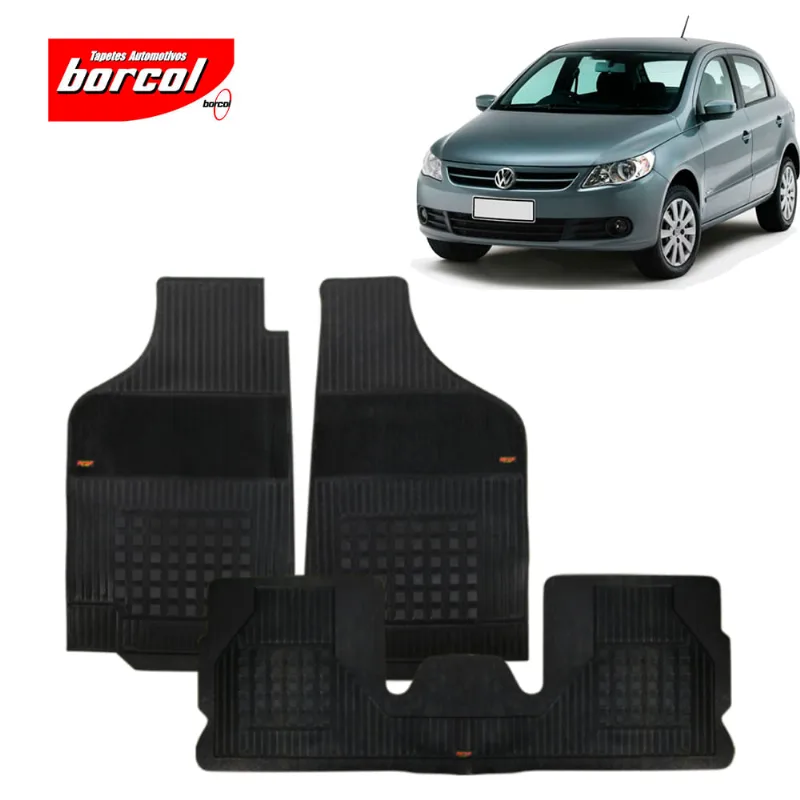 Tapete Borracha Gol Parati G1 G2 Gol G3 G4 Interlagos Preto 3 Peças Borcol