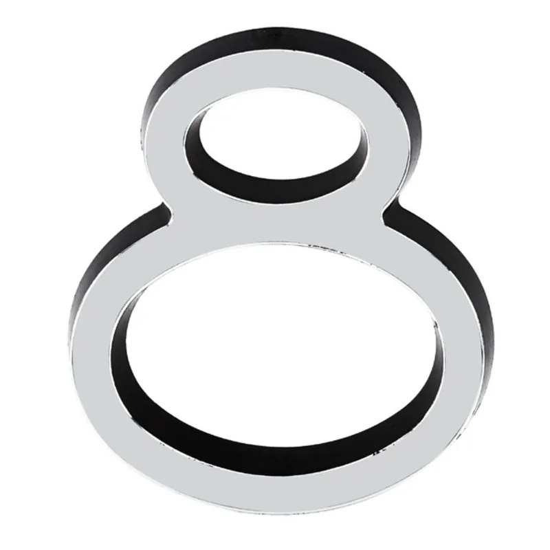 Número 8 Plástico Preto Cromado 8cm