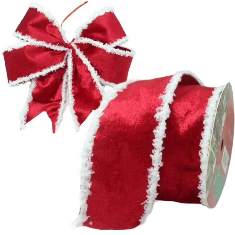 Kit 2 Fitas Aramadas Vermelha Decoração Natalina 6,3cm 9,14m - Genérico - Natal