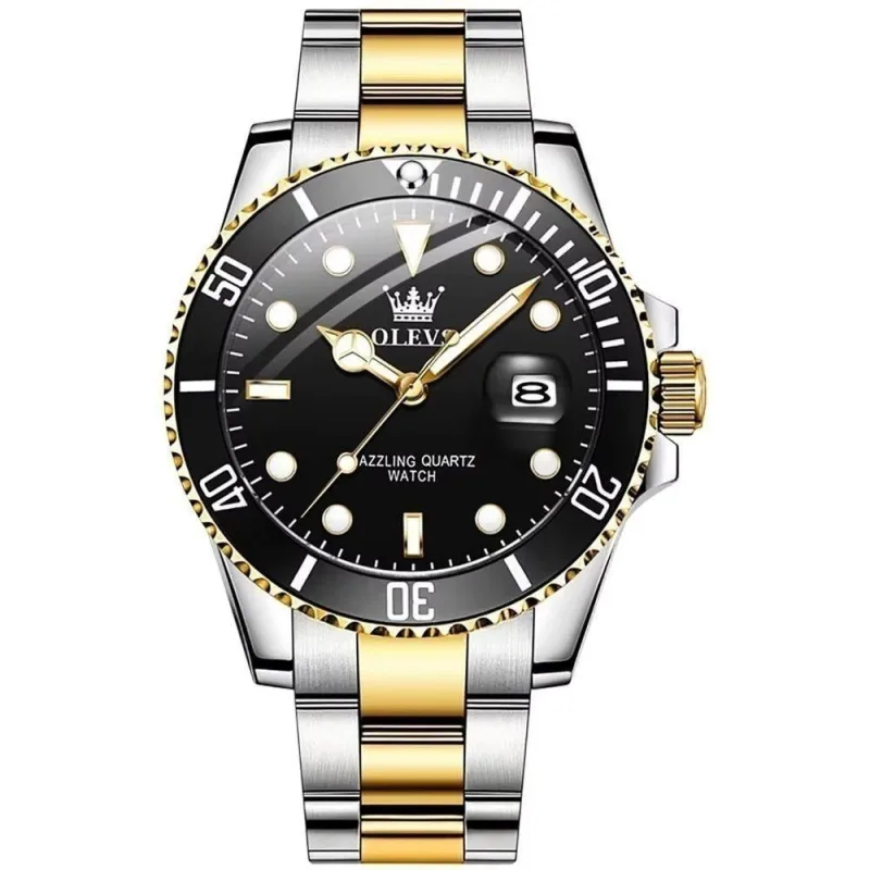Relógio de Pulso Masculino 5885 Analógico em Aço Inox com Display LED Verde Olevs - Olevs - Agro