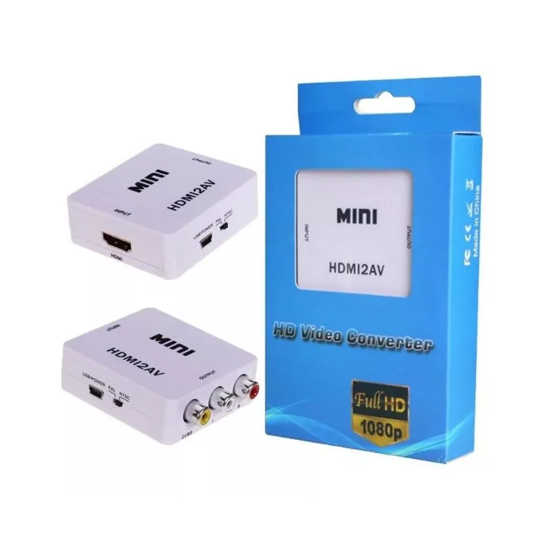 Mini Conversor Adaptador Full Hd Converte Entrada Hdmi Para Av