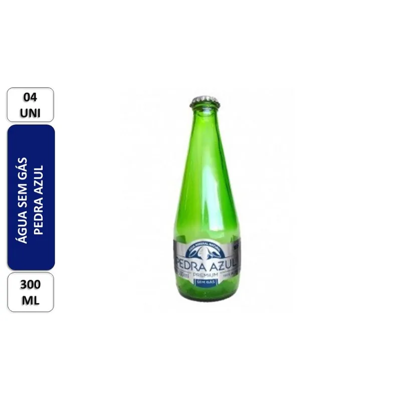 Água Mineral sem Gás Pedra Azul Pack 4 Vidros 300ml Cada