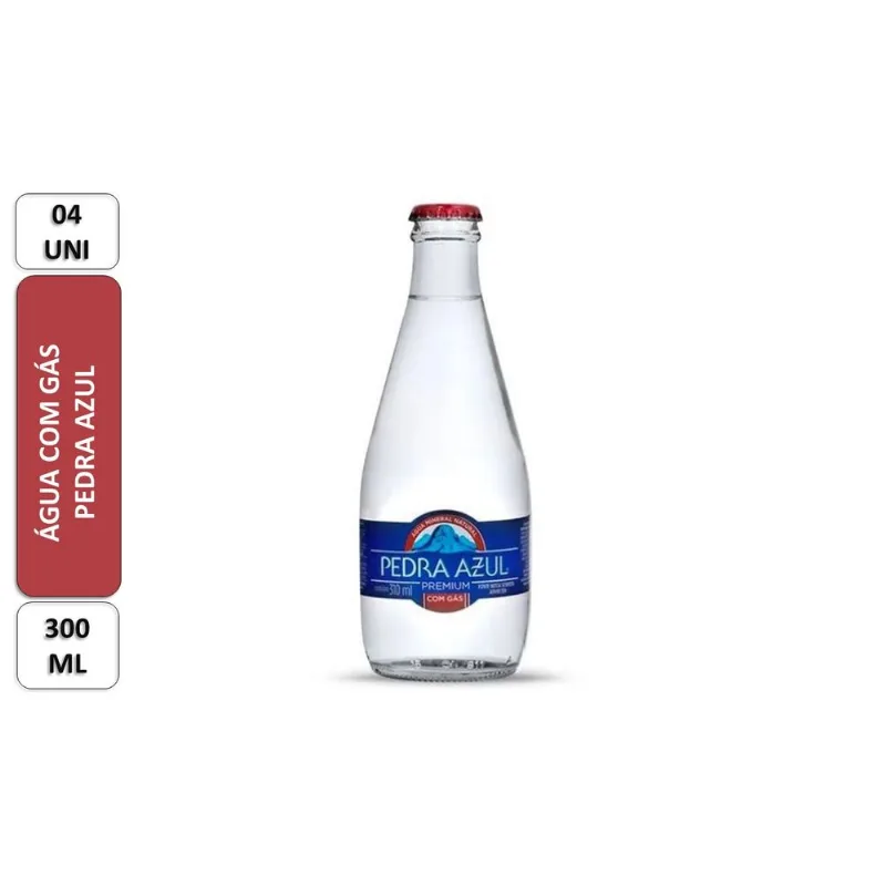 Água com Gás Pedra Azul Pack com 4 Unidades 300ml Cada