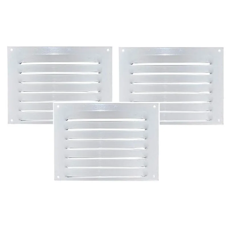 Kit 3 Grades Ventilação Alumínio Branca 20x15cm Com Tela Itc