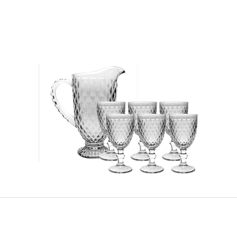 Conjunto de 7 peças jarra + copos Bico de Jaca Empire - Haus Concept TAÇAS DE 330 ML / Ø 8,7 x 16,8 cm - JARRA 1100 ML / Ø 19,5 x 24 cm Transparente Haus
