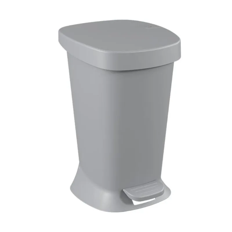 Lixeira New Square Polipropileno 5L com Pedal e Tampa Coza Lixeira New Square com Pedal 5L Cinza com Tampa