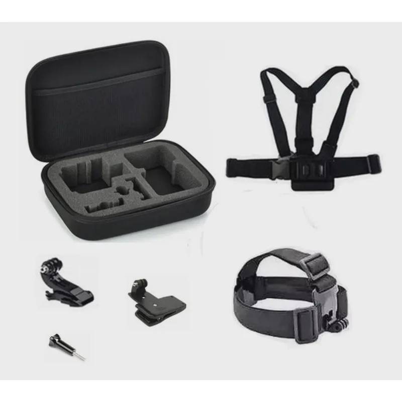 Kit Com Acessórios GoPro Hero 5 6 7 8 9 10 Black Case Maleta Suportes Peitoral Jhook Cabeça Suporte Grampo Garra