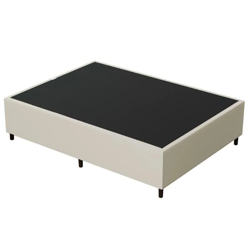Cama Base Box Casal Bege Sintético 38x138x188
