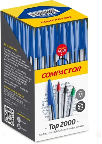 Caneta Top 2000 Azul 50x1unidade - COMPACTOR - Papelaria
