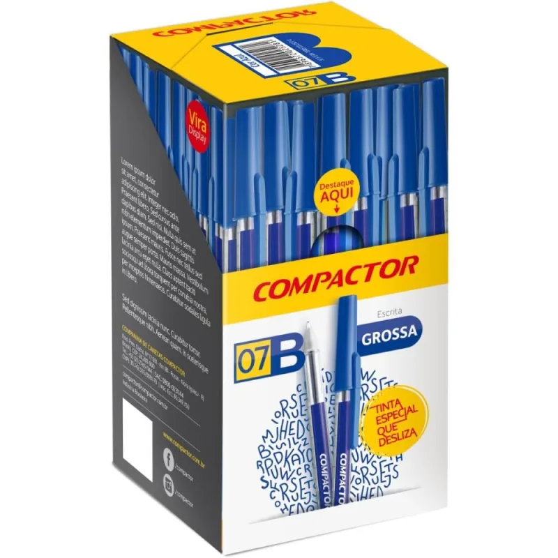 Caneta Esferografica 1.2MM B Azul - Compactor - Papelaria