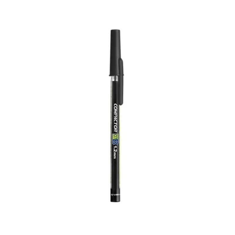 Caneta Esferográfica Compactor 07B 1.2MM com Ponta Grossa para Escrita Macia e Fluida Preto - Compactor