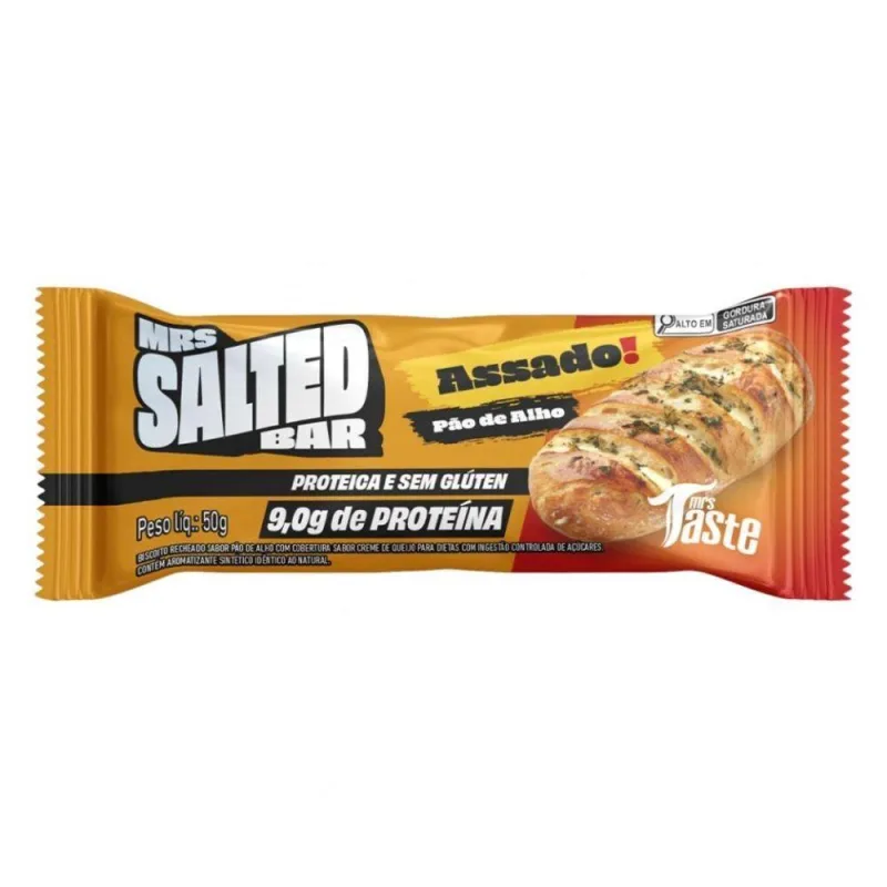 Barra Proteica Mrs Taste Brasil Mrs Salted Bar Rica Em Proteínas Pão De Alho 50g - Não Informado - Mercearia