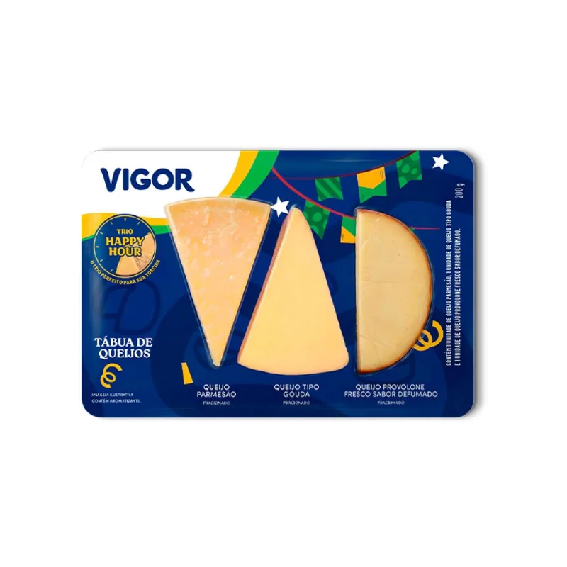 Tabua de Queijos Vigor Parmesão/Gouda/Provolone 200g