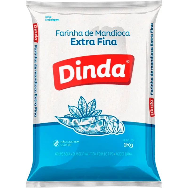 Farinha de Mandioca Dinda Extra Fina Branca 1kg