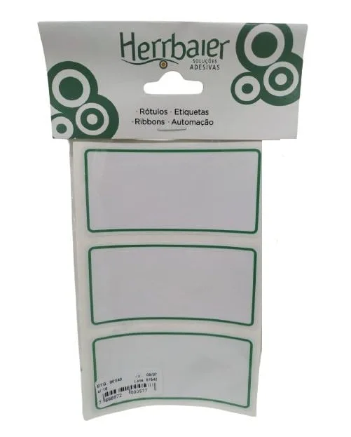 Etiqueta Escolar 18un Hb6243 Tarja Verde Herrbaier - LC - Papelaria