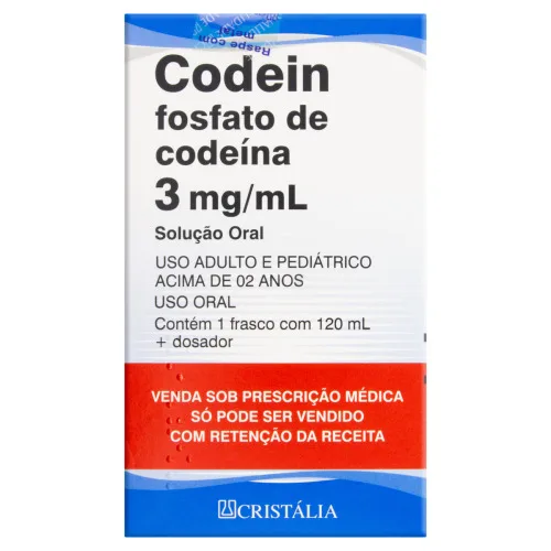 CODEIN 3MG ML CRISTÁLIA CAIXA 120ML DOSADOR - CRISTALIA