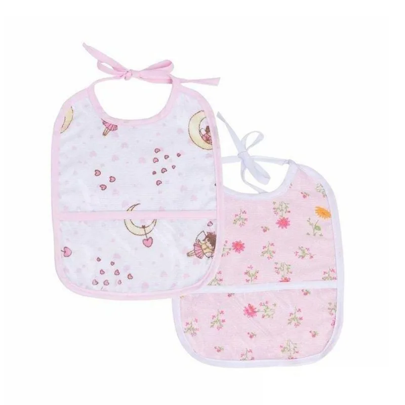 Babador Felpudo Plastificado Com Bolso Rosa 2 Pçs Papi