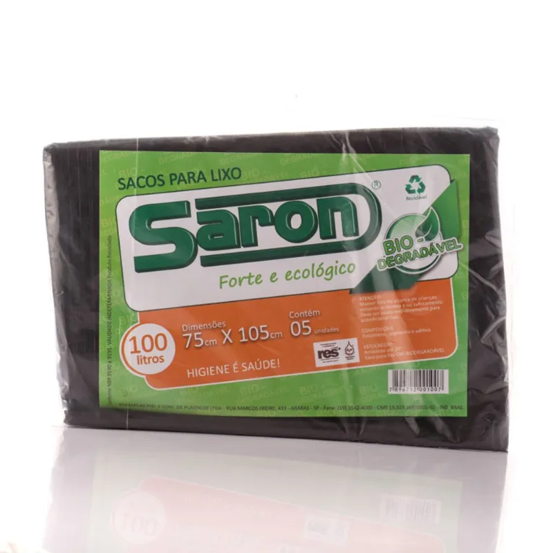 Saco Plástico Saron para Lixo Oxi Biodegradável 100l 5Unidades
