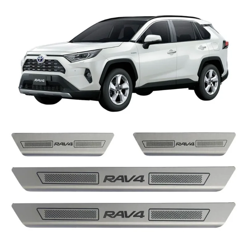 Kit Soleira De Porta Aço Inox Escovado Rav4 Todos Anos