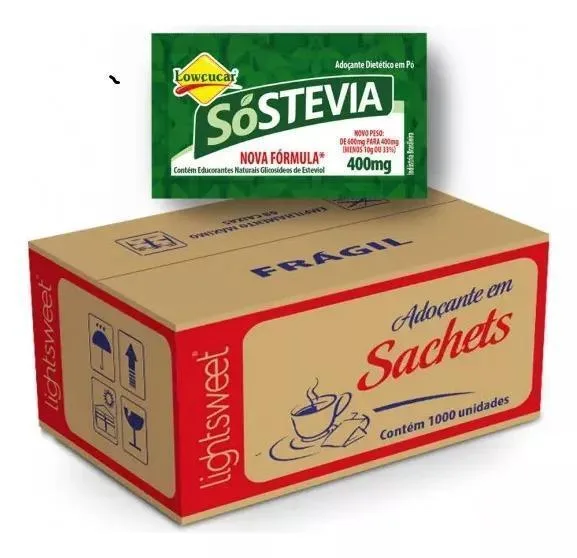 Adoçante Lowçucar Sóstevia Sachê 0,4g - 1000 Unidades - Não Informado - Mercearia