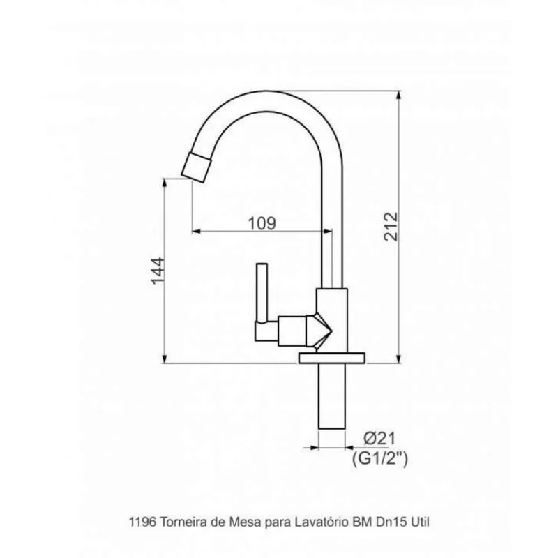 Torneira Para Lavatório Mesa Dn15 Útil Cromado Perflex