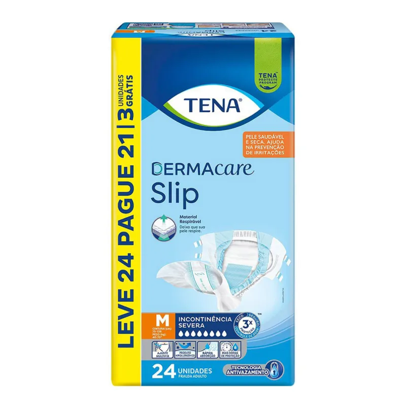 Fralda Geriátrica Tena Dermacare Slip M 24 Unidades - Tena - Fraldas