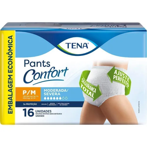 ROUPA ÍNTIMA TENA PANTS CONFORT P/M 16 UNIDADES - TENA