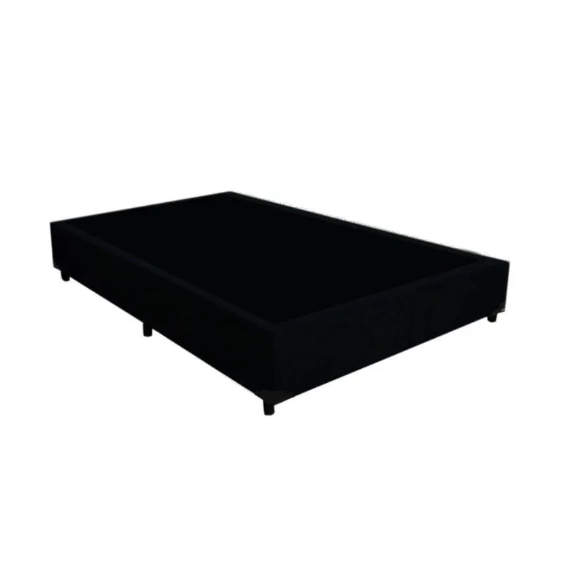 Cama Box Casal Blindado Extremo Reforçado Ortopédico Suede Preto Homequeen