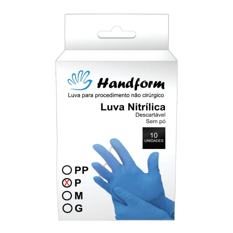Luva Nitrílica Azul Hanform Tamanho P