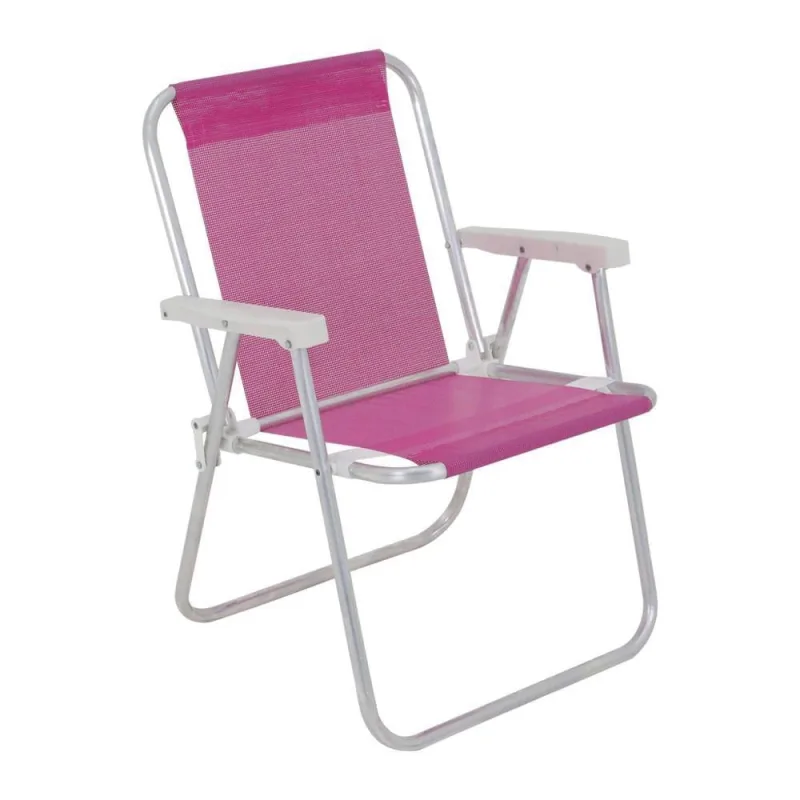 Cadeira Bel Alta Lazy em Alumínio Assento Estofado Reclinável Rosa Belfix 54CM - ‎BelFix - Móveis