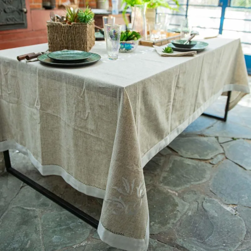 Toalha De Mesa Retangular 180x225cm 104 - Rafimex Cru