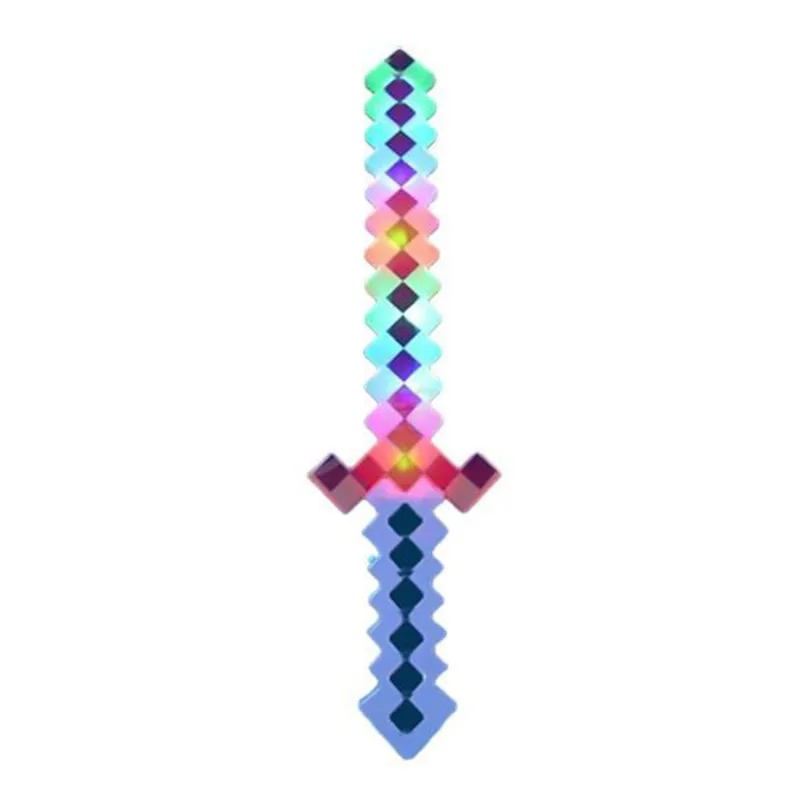 Espada Pixel Minecraft 58cm Diamante Som E Luz À Pilha Azul