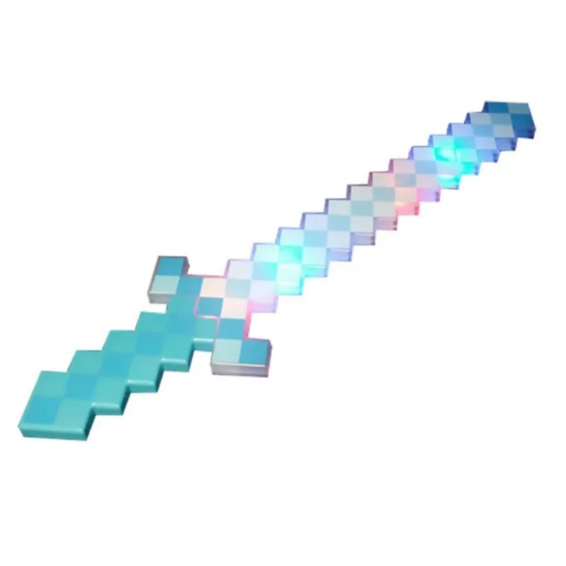 Brinquedo Espada Pixel Minecraft 58cm Som E Luz - Azul Nº24