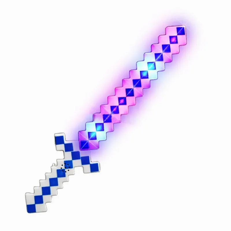 Brinquedo Espada Pixel Minecraft 58cm Som E Luz - Azul Nº20