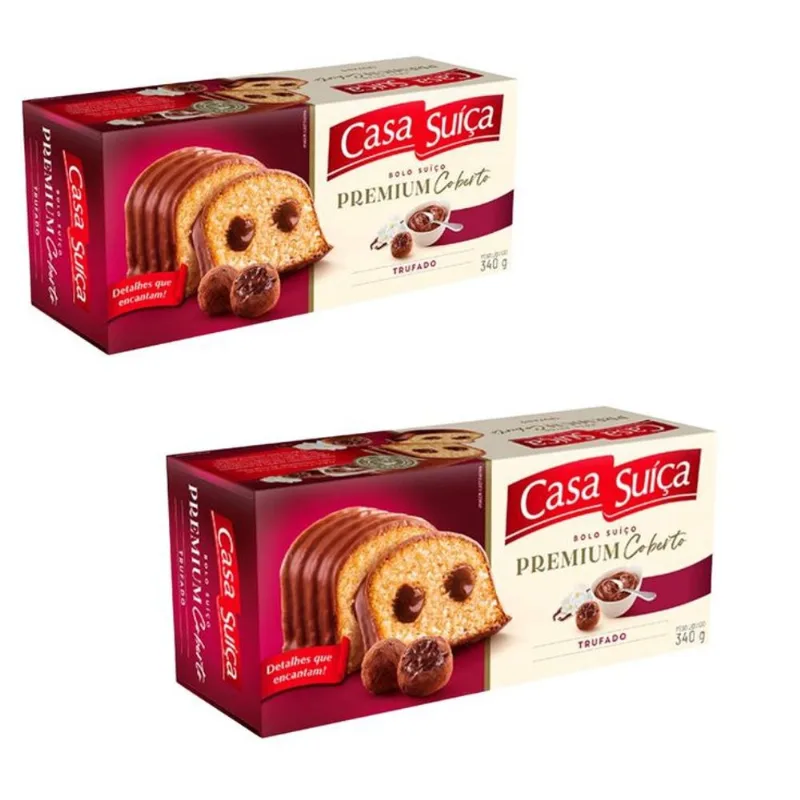 2 Bolo Premium Sabor Trufado Coberto de Chocolate 340g cada