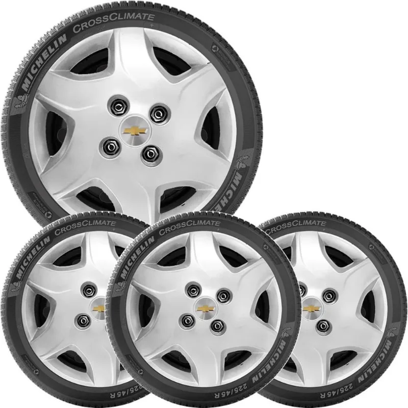 4X Calota Chevrolet Celta Corsa Aro 13 Com Emblema 042Cb