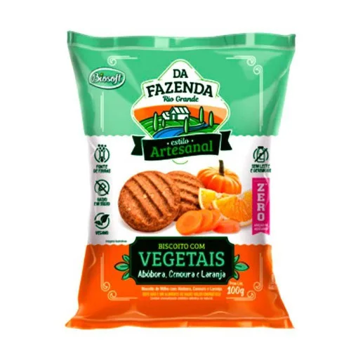 Biscoito Integral Fitness Batata Doce , Abobora E Cenoura Zero 100g - BIOSOFT - Mercearia